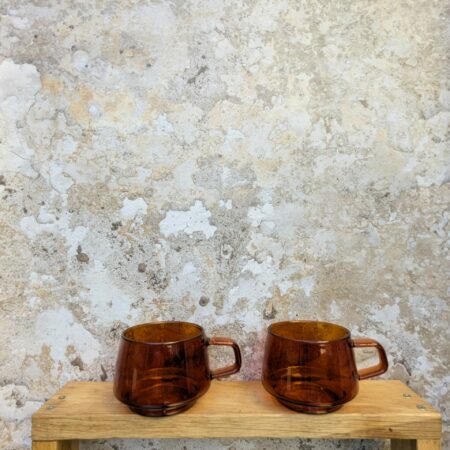 Tasses verre ambré de chez Label(le) Brûlerie torréfaction de café Bio Villeurbanne